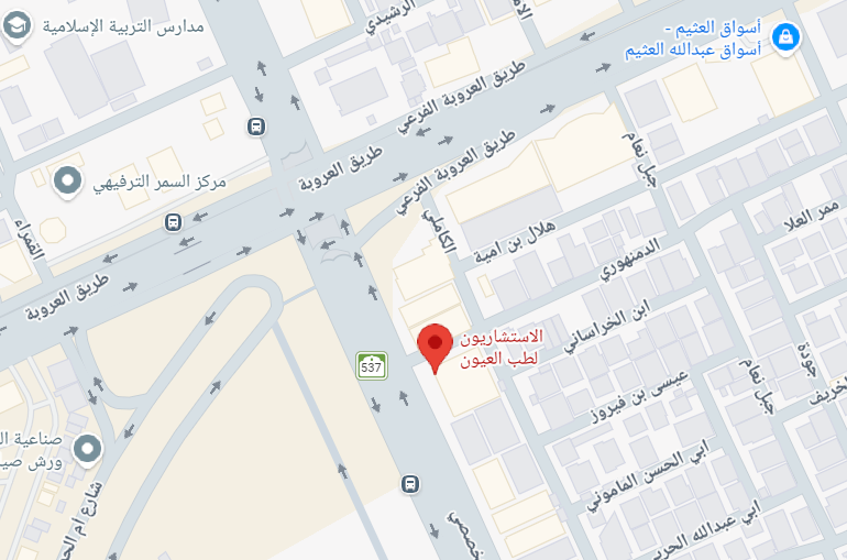خريطة موقع الاستشاريون لطب العيون – فرع التخصصي